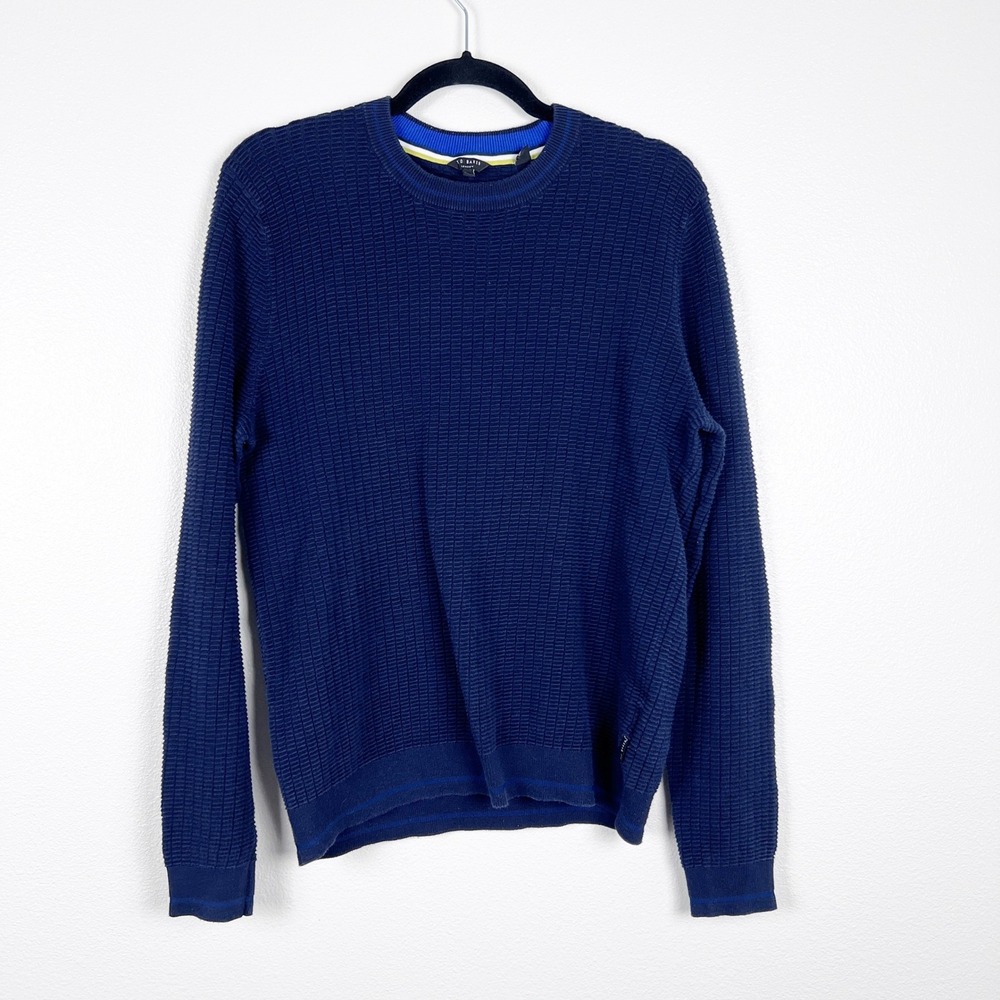 Ted Baker Men's Long Sleeve Knit Sweater Navy Sz 4 (L)‎